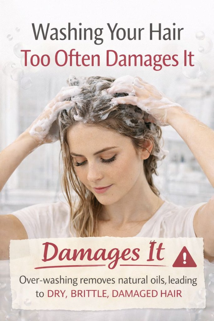 Hair care routine - overwashing damages hair.